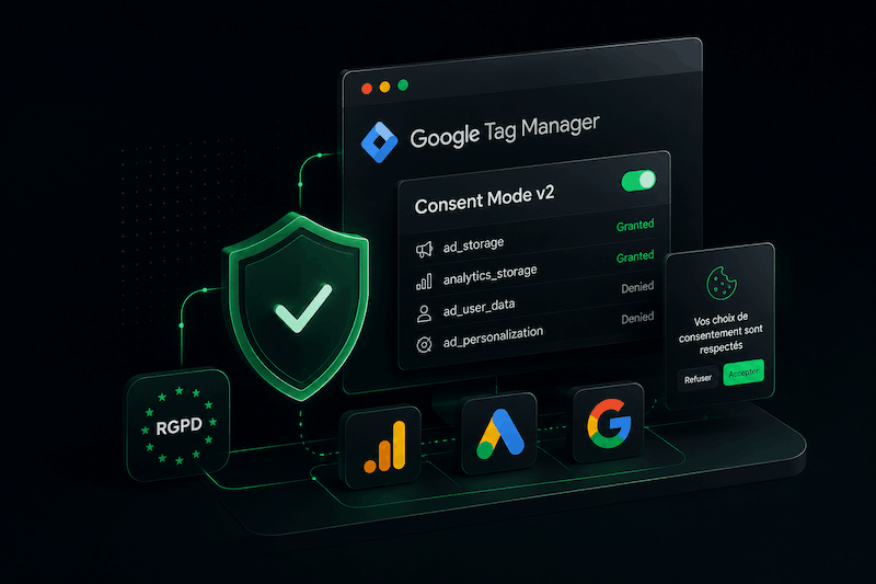 Interface de gestion du consentement RGPD